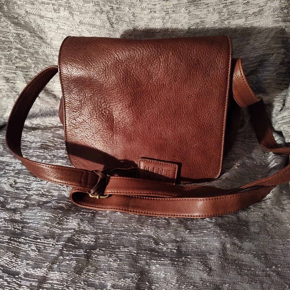 Nine West Rich Brown Leather Shoulder Bag